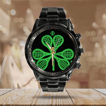 Discover Tennis Shamrock Clover St Patricks Day Player Coac Calendar Steel Band Watch
