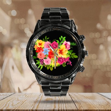 Discover summer flowers Calendar Steel Band Watch