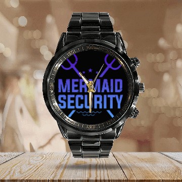 Discover Mermaid Security Funny Calendar Steel Band Watch