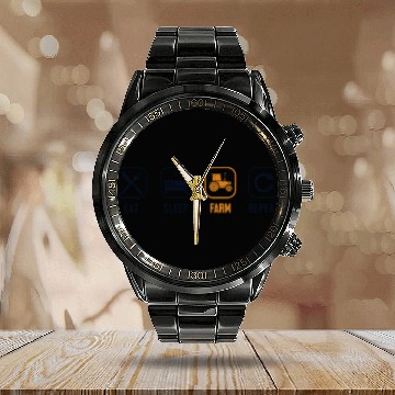 Discover Eat Sleep Farm Repeat Agriculture Rancher Farmer Calendar Steel Band Watch