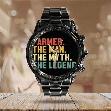 Discover Farmer Man Myth Legend Agribusiness Agriculture Calendar Steel Band Watch