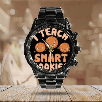 Discover I Teach Smart Cookies Preschool Teacher Calendar Steel Band Watch