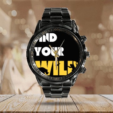 Discover Find Your Wild Calendar Steel Band Watch