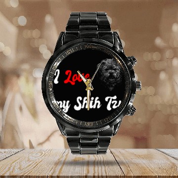Discover I love my Shih Tzu dog design Calendar Steel Band Watch