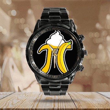 Discover Banana Cream Pi Funny Pi Day Math Teacher Gift T Calendar Steel Band Watch