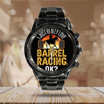 Discover Funny Barrel Racing Calendar Steel Band Watch Rodeo Horse Barrel Race