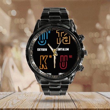 Discover Anime Lover Funny Science Otaku Periodic Table Calendar Steel Band Watch