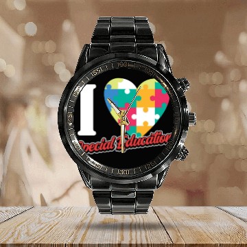 Discover I Love Special Education Sped Teacher Awareness Calendar Steel Band Watch