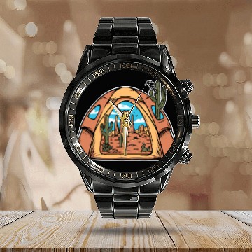 Discover CAMPING AND KAKTUS Calendar Steel Band Watch