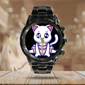 Discover Cute bunny icon illustration Calendar Steel Band Watch