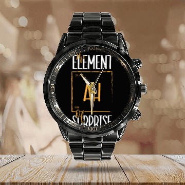 Discover Chemistry Science Humor Ah The Element Of Surprise Calendar Steel Band Watch