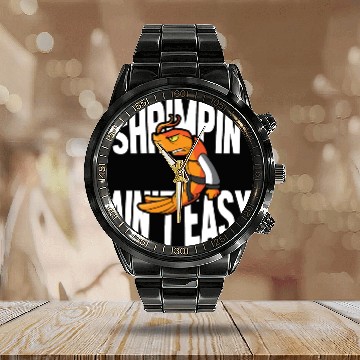 Discover Funny Jiu Jitsu Shrimp Pun Shrimpin Aint Easy Calendar Steel Band Watch