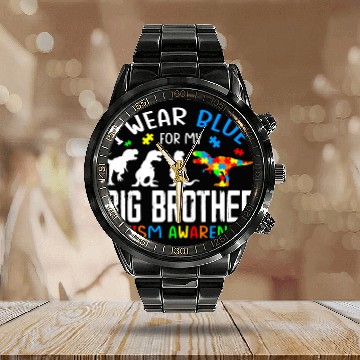 Discover I Wear Blue For My Big Brother Autism Awarenes Calendar Steel Band Watch