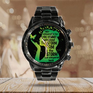 Discover Green Awareness Butterfly Mental Health Calendar Steel Band Watch