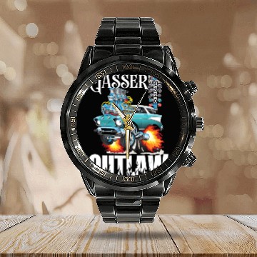 Discover Gasser Outlaw Class Vintage Drag Racing Race Car Calendar Steel Band Watch