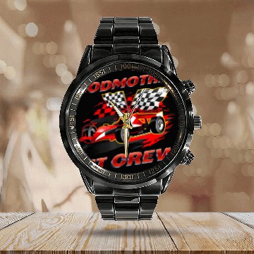 Discover Godmother Pit Crew Race Car Birthday Party Racing Calendar Steel Band Watch