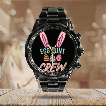 Discover Egg Hunt Crew Funny Easter Day Calendar Steel Band Watch