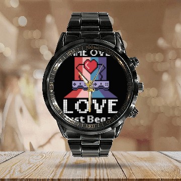 Discover Valentine's Day Gamer Playing Video Game Couples Calendar Steel Band Watch