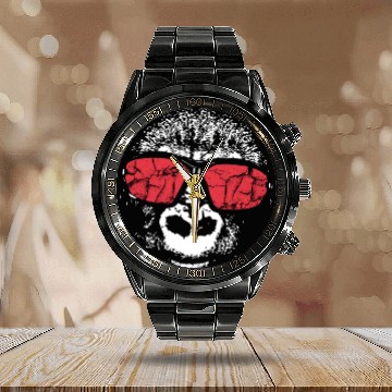 Discover Spacemonkeyz super gorilla funny vintage Calendar Steel Band Watch