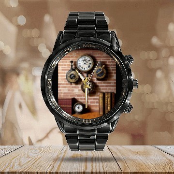Discover Ai art steampumk clocks Calendar Steel Band Watch