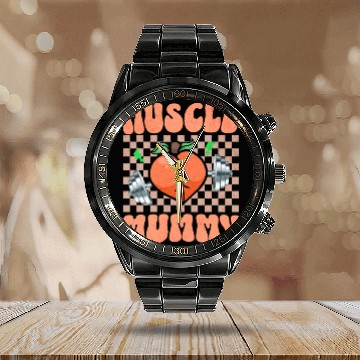 Discover Muscle Mommy Gym Bodybuilder and Weightlifting Gif Calendar Steel Band Watch