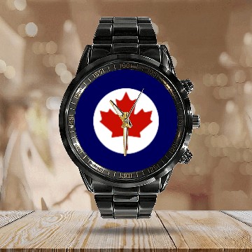 Discover Canadian Air Force Current Emblem Calendar Steel Band Watch