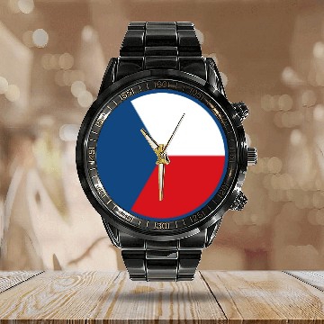 Discover Czech Air Force Current Emblem Calendar Steel Band Watch