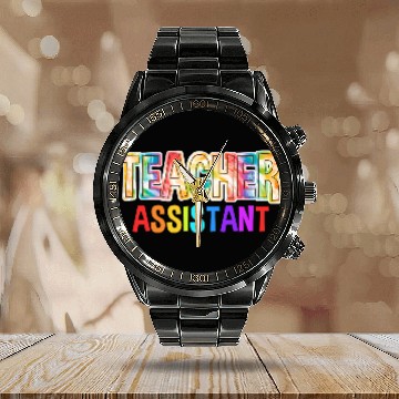Discover Teacher Assistant Tie Dye Back To School Calendar Steel Band Watch