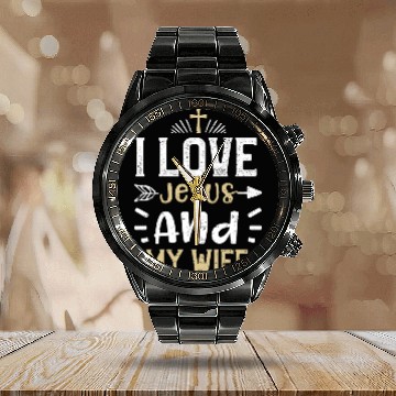 Discover I Love Jesus And My Wife - Jesus Calendar Steel Band Watch