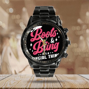 Discover Boots And Bling It's A Cowgirl Thing Calendar Steel Band Watch