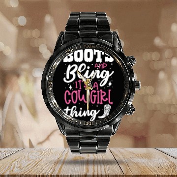 Discover Boots And Bling It's A Cowgirl Thing Calendar Steel Band Watch