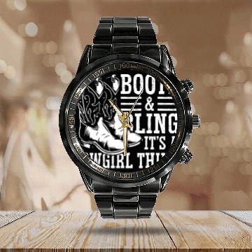 Discover Boots And Bling It's A Cowgirl Thing Calendar Steel Band Watch