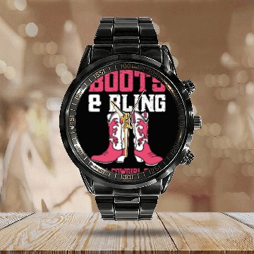 Discover Boots And Bling It's A Cowgirl Thing Calendar Steel Band Watch