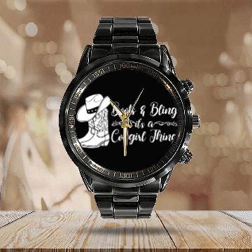Discover Boots And Bling It's A Cowgirl Thing Calendar Steel Band Watch