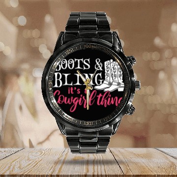 Discover Boots And Bling It's A Cowgirl Thing Calendar Steel Band Watch