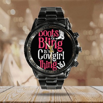 Discover Boots And Bling It's A Cowgirl Thing Calendar Steel Band Watch
