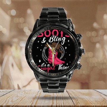 Discover Boots And Bling It's A Cowgirl Thing Calendar Steel Band Watch