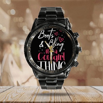Discover Boots And Bling It's A Cowgirl Thing Calendar Steel Band Watch