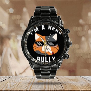 Discover I Am A Real Bully- Gift For Cat Lovers Calendar Steel Band Watch