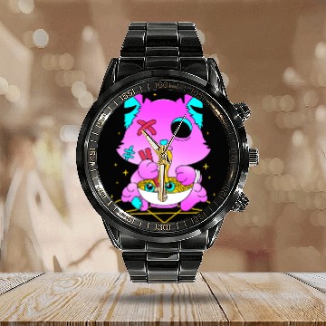Discover Pastel Goth Ramen Cat Kawaii Anime Japanese Calendar Steel Band Watch