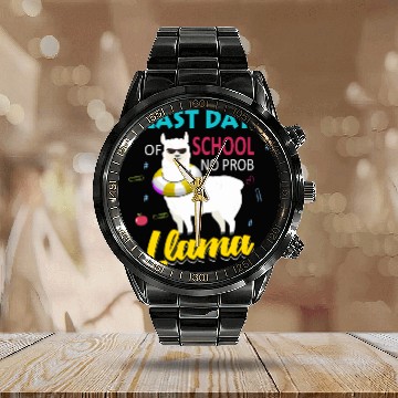 Discover Llama Last Day of School Teacher No Prob Calendar Steel Band Watch