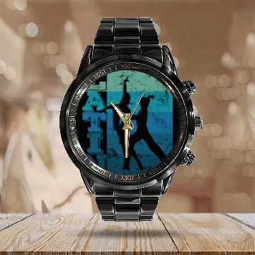 Discover Latin Dance Couple Retro Dancer Calendar Steel Band Watch