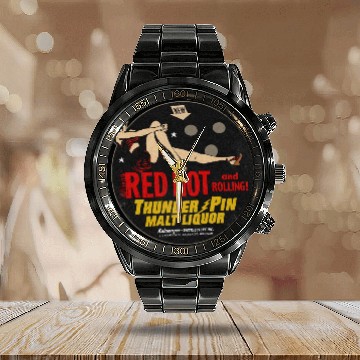 Discover Vintage Bowler Malt Liquor Deluxe Calendar Steel Band Watch