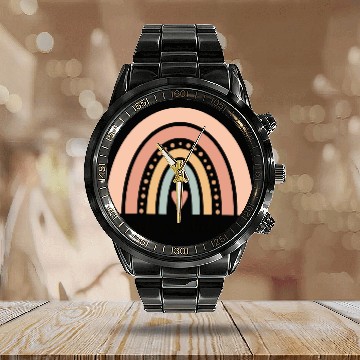 Discover School Psychologist Rainbow Calendar Steel Band Watch