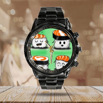 Discover Happy Cheerful Sushi I Love Sushi Design Calendar Steel Band Watch