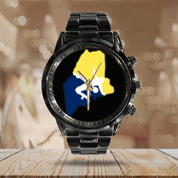 Discover Maine Wrestling Calendar Steel Band Watch