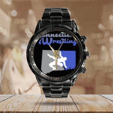 Discover Connecticut Wrestling Calendar Steel Band Watch