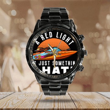 Discover Drag Boat Racing Racer Speed Boat Driver Calendar Steel Band Watch