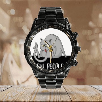 Discover Ew People Funny Fat Lazy Cat Calendar Steel Band Watch