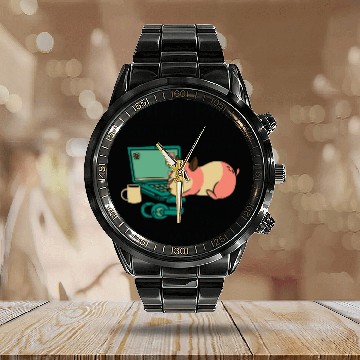 Discover Procrastinating Hamster Procrastinator Time Pet Calendar Steel Band Watch